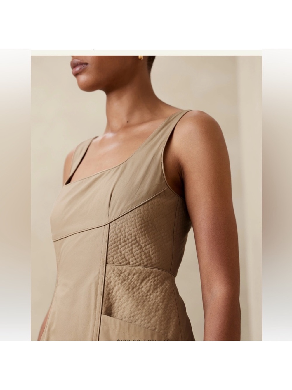 Banana Republic Quilted Panel Sleeveless Dress in Taupe
